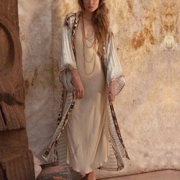 Bohemian Western Aztec Tribal Geo Belted Kimono Duster Cover up Beach - Picture 4 of 12
